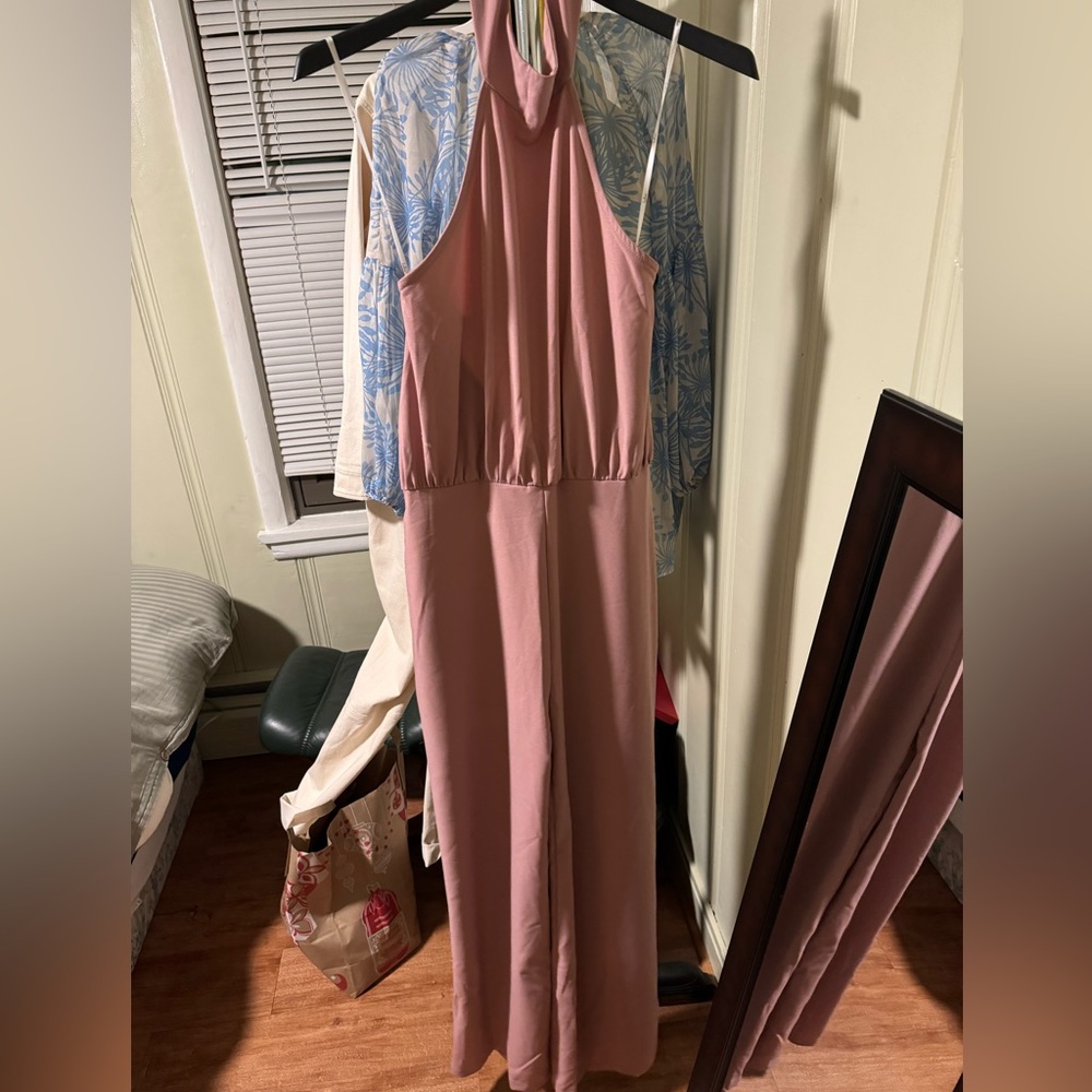 NWT Blush Backless Halter Jumpsuit Size M